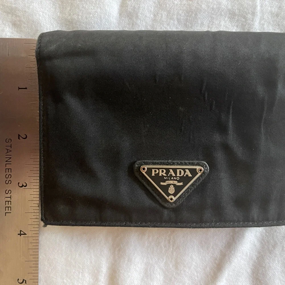 Sold!   ❌ Prada nylon wallet black bifold authentic leather - Picture 4 of 16
